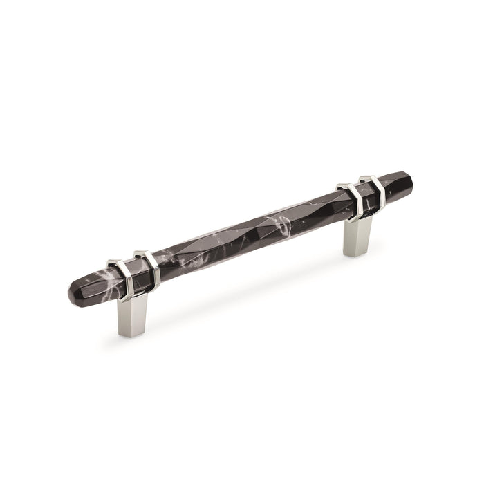 Amerock BP36649MBKPN Carrione 5-1/16 inch (128mm) Center-to-Center Marble Black/Polished Nickel Cabinet Pull