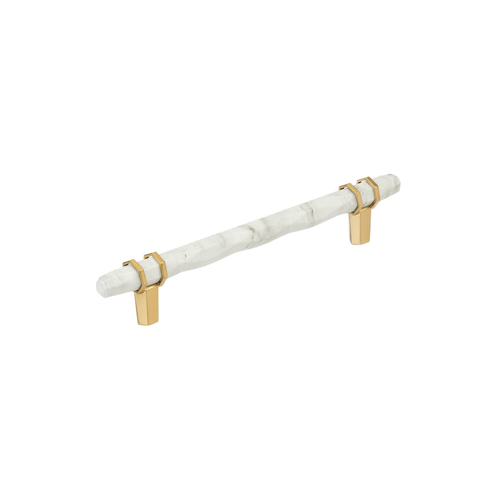 Amerock BP36650MWCZ Carrione 6-5/16 inch (160mm) Center-to-Center Marble White/Champagne Bronze Cabinet Pull