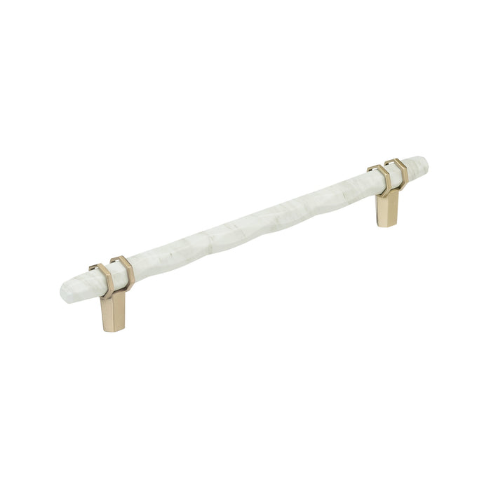 Amerock BP36663MWBBZ Carrione 8 inch (203mm) Center-to-Center Marble White/Golden Champagne Cabinet Pull