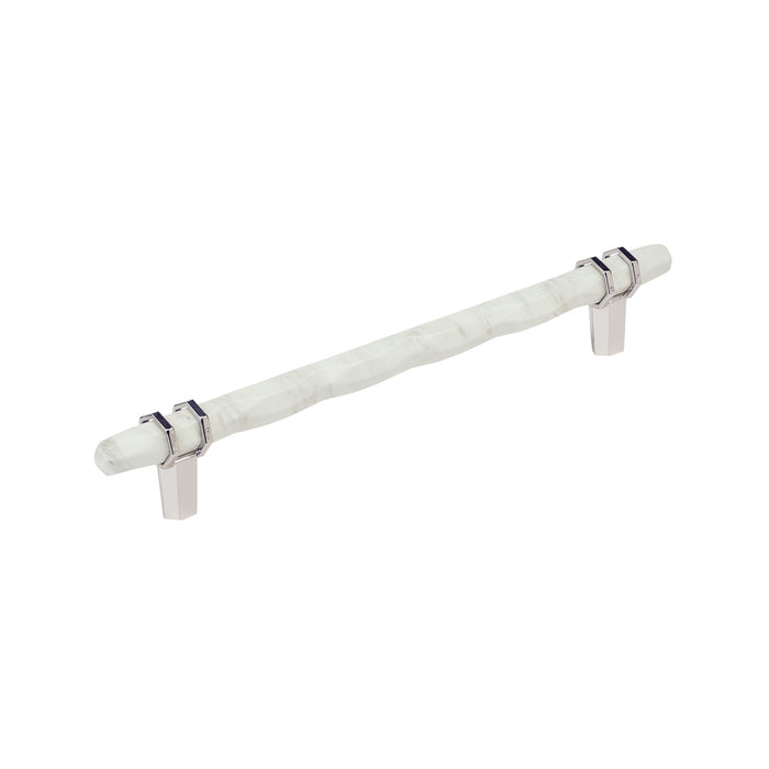 Amerock BP36663MWPN Carrione 8 inch (203mm) Center-to-Center Marble White/Polished Nickel Cabinet Pull