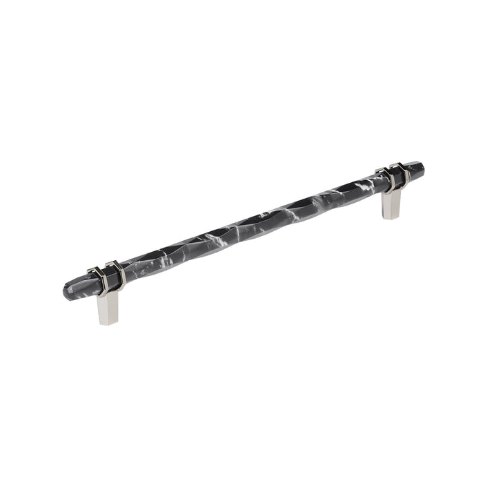 Amerock BP36664MBKPN Carrione 10-1/16 inch (256mm) Center-to-Center Marble Black/Polished Nickel Cabinet Pull