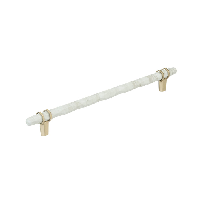 Amerock BP36664MWBBZ Carrione 10-1/16 inch (256mm) Center-to-Center Marble White/Golden Champagne Cabinet Pull