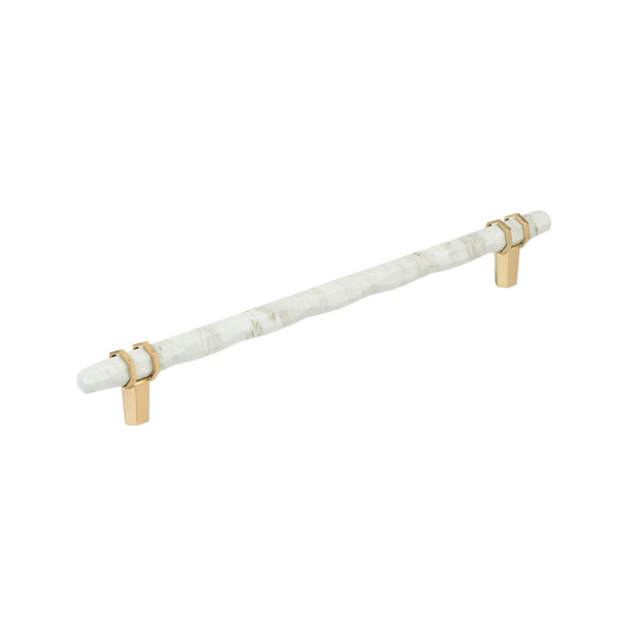 Amerock BP36664MWCZ Carrione 10-1/16 inch (256mm) Center-to-Center Marble White/Champagne Bronze Cabinet Pull