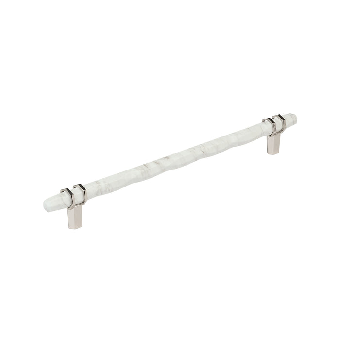 Amerock BP36664MWPN Carrione 10-1/16 inch (256mm) Center-to-Center Marble White/Polished Nickel Cabinet Pull