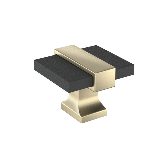 Amerock BP36680BMBBBZ Overton 1-3/8 inch (35mm) Length Brushed Matte Black/Golden Champagne Cabinet Knob
