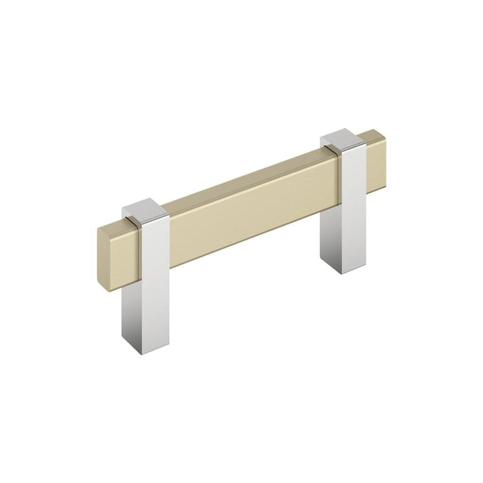 Amerock BP36722BBZ26 Mulino 3 inch (76mm) Center-to-Center Golden Champagne/Polished Chrome Cabinet Pull