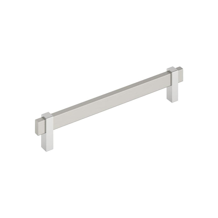 Amerock BP36725G1026 Mulino 7-9/16 inch (192mm) Center-to-Center Satin Nickel/Polished Chrome Cabinet Pull