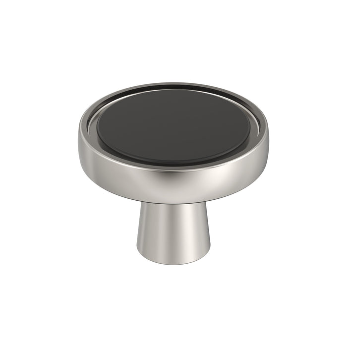 Amerock BP36857FBPN Mergence 1-3/8 inch (35mm) Diameter Matte Black/Polished Nickel Cabinet Knob