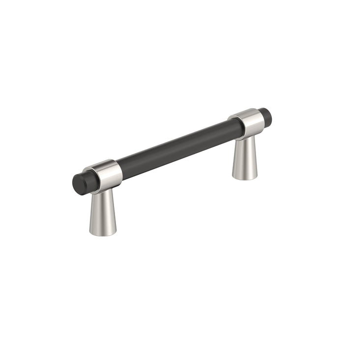 Amerock BP36858FBPN Mergence 3-3/4 inch (96mm) Center-to-Center Matte Black/Polished Nickel Cabinet Pull