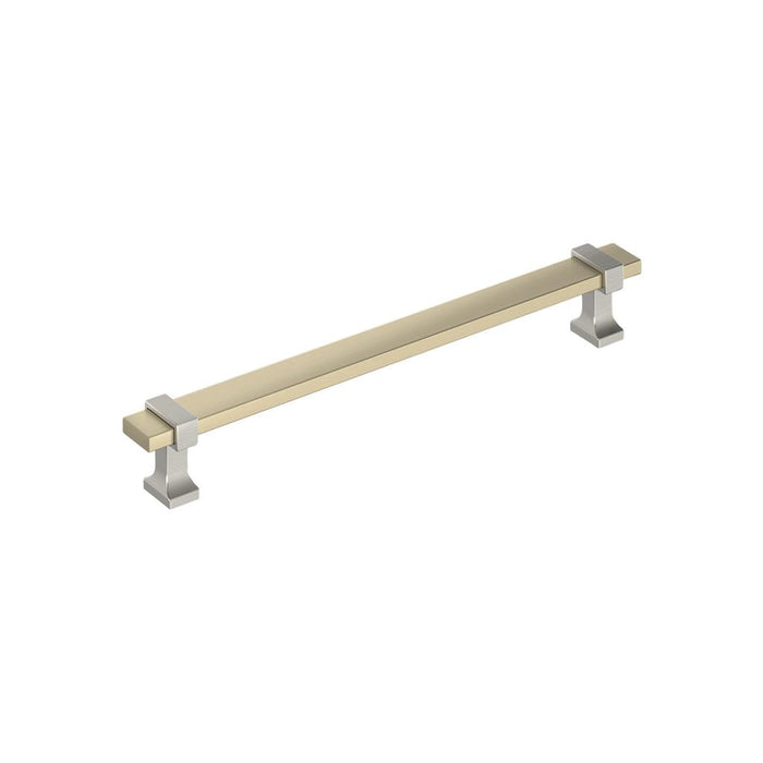 Amerock BP37081BBZG10 Overton 7-9/16 inch (192mm) Center-to-Center Golden Champagne/Satin Nickel Cabinet Pull