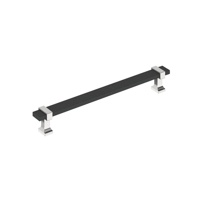 Amerock BP37081BMB26 Overton 7-9/16 inch (192mm) Center-to-Center Brushed Matte Black/Polished Chrome Cabinet Pull