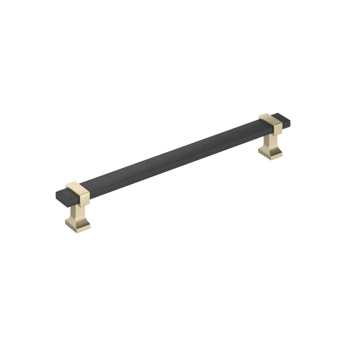 Amerock BP37081BMBBBZ Overton 7-9/16 inch (192mm) Center-to-Center Brushed Matte Black/Golden Champagne Cabinet Pull