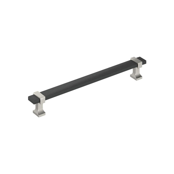 Amerock BP37081BMBG10 Overton 7-9/16 inch (192mm) Center-to-Center Brushed Matte Black/Satin Nickel Cabinet Pull