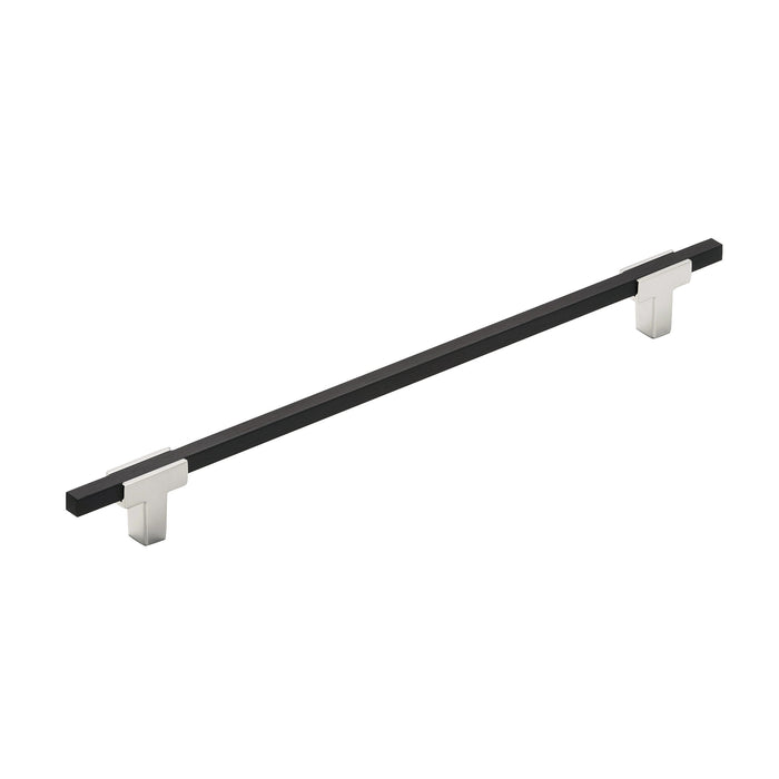 Amerock BP77825626BMB Urbanite 10-1/16 inch (256mm) Center-to-Center Polished Chrome/Brushed Matte Black Cabinet Pull