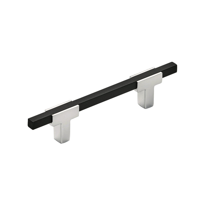 Amerock BP7789626BMB Urbanite 3-3/4 inch (96mm) Center-to-Center Polished Chrome/Brushed Matte Black Cabinet Pull