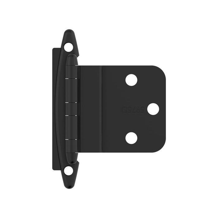 Amerock BPR3417FB 3/8 inch (10mm) Inset Non-Self Closing Face Mount Matte Black Cabinet Hinge - 1 Pair