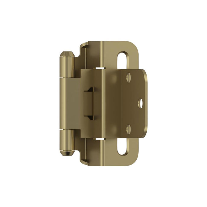 Amerock BPR7565BBZ 3/8 inch (10mm) Inset Self Closing Partial Wrap Golden Champagne Cabinet Hinge - 1 Pair