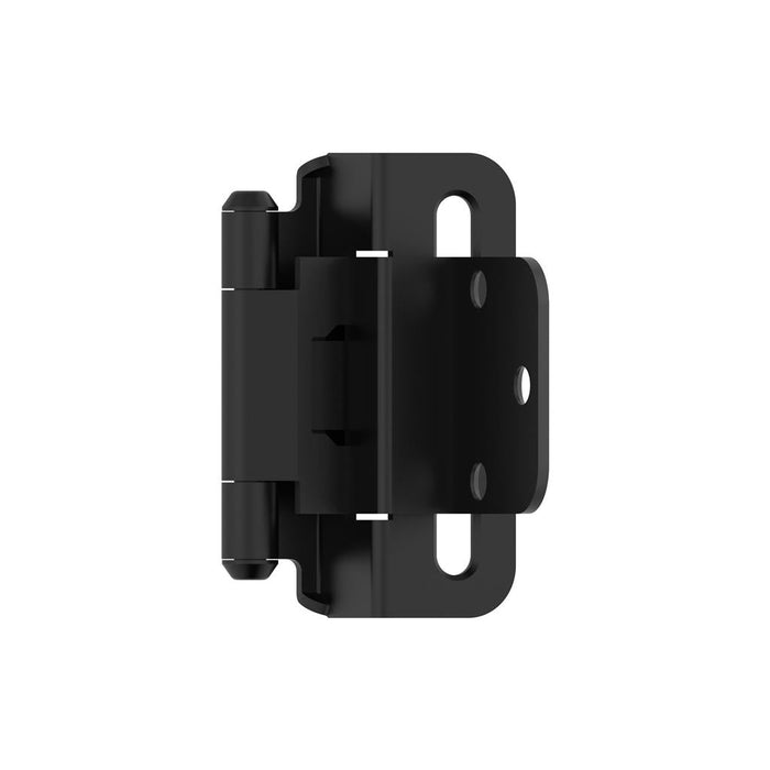 Amerock BPR7565FB 3/8 inch (10mm) Inset Self Closing Partial Wrap Matte Black Cabinet Hinge - 1 Pair