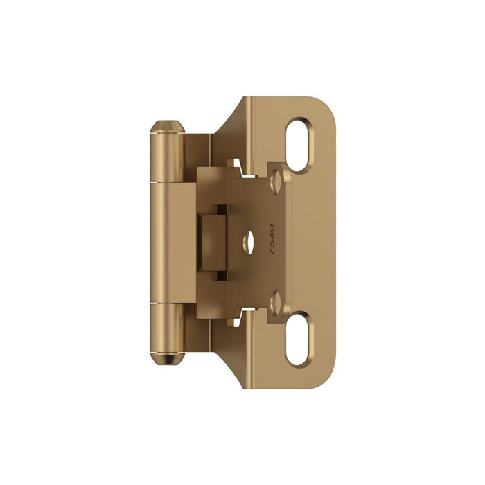 Amerock BPR7566CZ 1/4 inch (6mm) Overlay Self Closing Partial Wrap Champagne Bronze Cabinet Hinge - 1 Pair