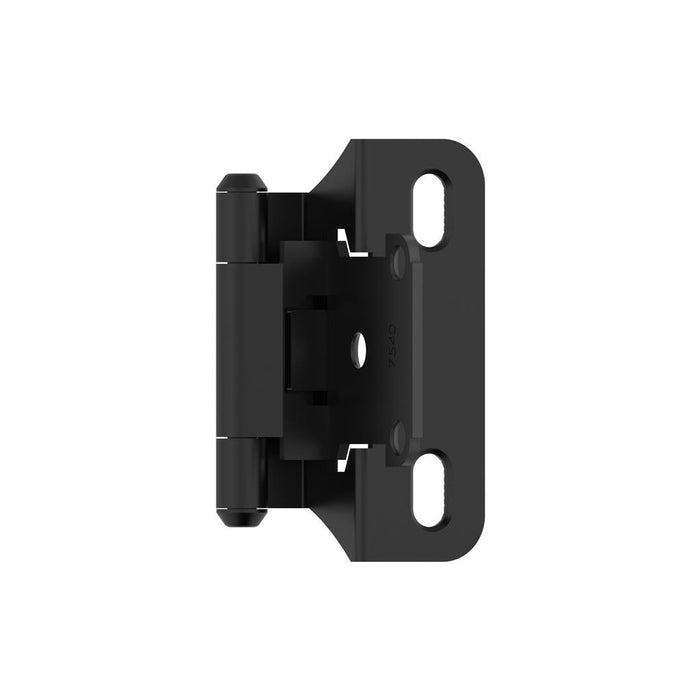Amerock BPR7566FB 1/4 inch (6mm) Overlay Self Closing Partial Wrap Matte Black Cabinet Hinge - 1 Pair
