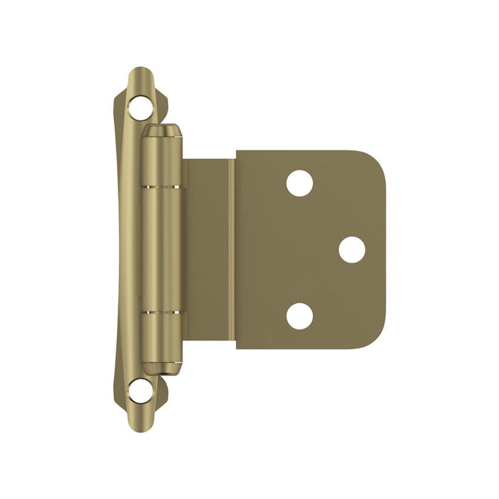 Amerock BPR7928BBZ 3/8 inch (10mm) Inset Self Closing Face Mount Golden Champagne Cabinet Hinge - 1 Pair
