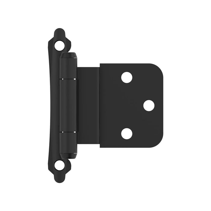 Amerock BPR7928FB 3/8 inch (10mm) Inset Self Closing Face Mount Matte Black Cabinet Hinge - 1 Pair