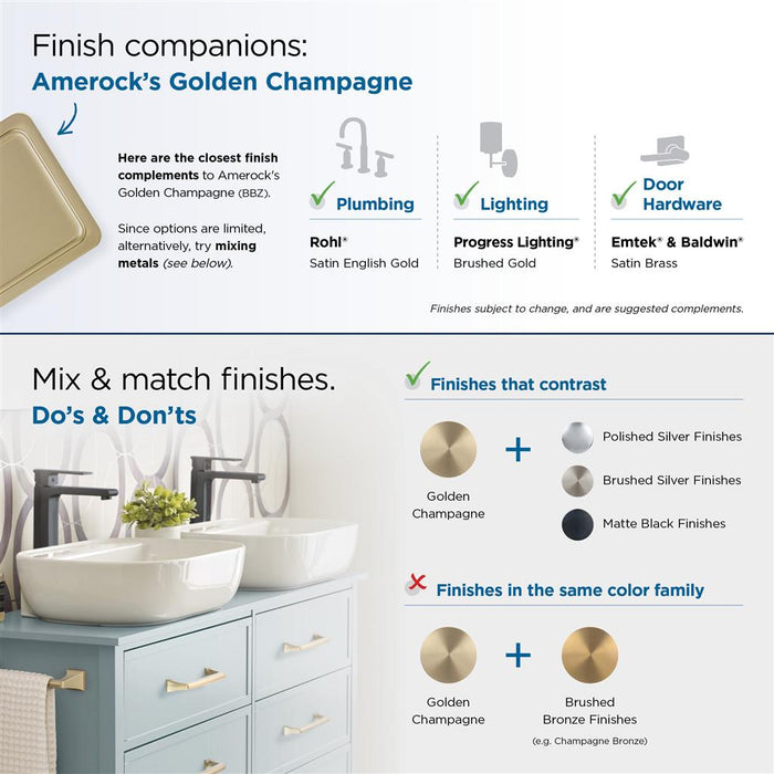 Amerock BPR8700BBZ 3/8 inch (10mm) Inset Double Demountable Golden Champagne Cabinet Hinge - 1 Pair