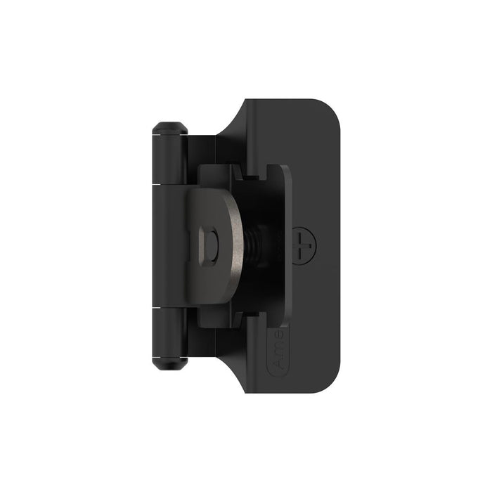 Amerock BPR8701FB 1/4 inch (6mm) Overlay Double Demountable Matte Black Cabinet Hinge - 1 Pair