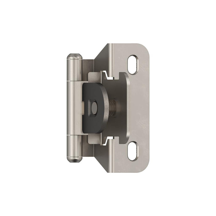 Amerock BPR8715G10 1/4 inch (6mm) Overlay Single Demountable Partial Wrap Satin Nickel Cabinet Hinge - 1 Pair