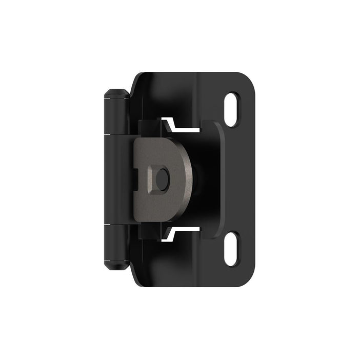 Amerock BPR8719FB 1/2 inch (13mm) Overlay Single Demountable Partial Wrap Matte Black Cabinet Hinge - 1 Pair