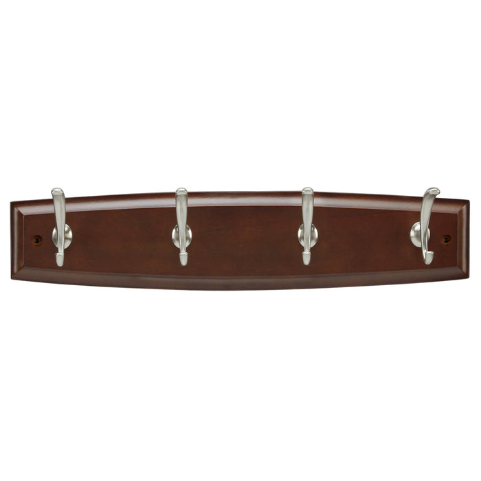 Hickory Hardware C25006-CSSN Luna Collection Hook Rail 18 Inch (457mm) Long Cherry Stained with Satin Nickel Finish