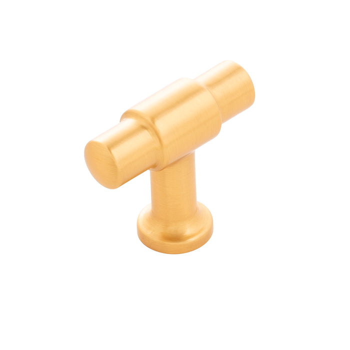Hickory Hardware H077850BGB Piper Collection T-Knob 1-5/8 Inch (41mm) X 5/8 Inch (16mm) Brushed Golden Brass Finish