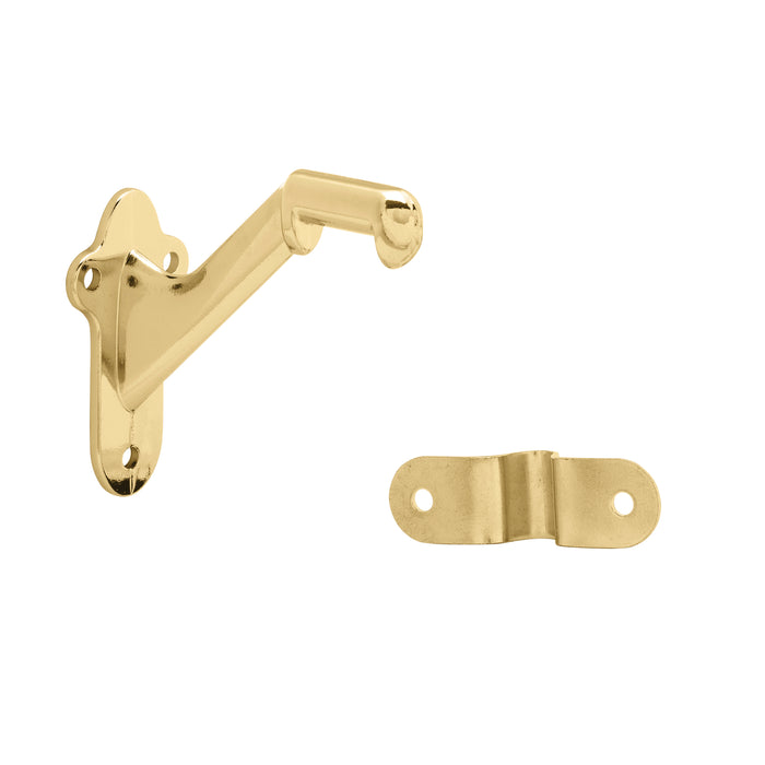 Hickory Hardware H078451PB Hand Rail Brackets Collection Handrail Bracket Heavy Duty 2-13/16 Inch (71mm) Polished Brass Finish