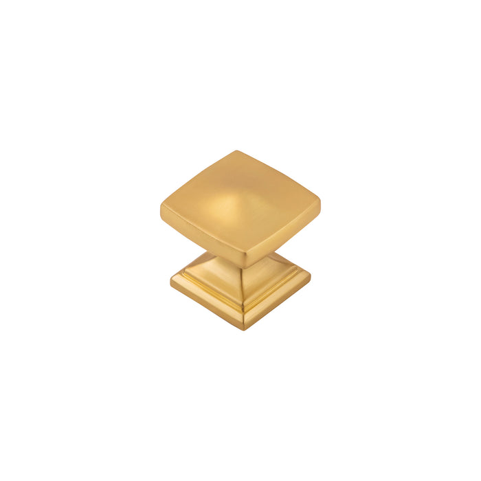 Hickory Hardware H078769BGB Dover Collection Knob 1-1/4 Inch (32mm) Square Brushed Golden Brass Finish