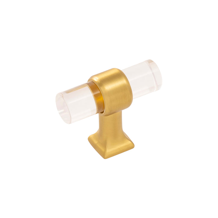 Hickory Hardware H079520-CABGB Crystal Palace Collection T-Knob 1-3/4 Inch (44mm) x 11/16 Inch (17mm) Crysacrylic with Brushed Golden Brass Finish