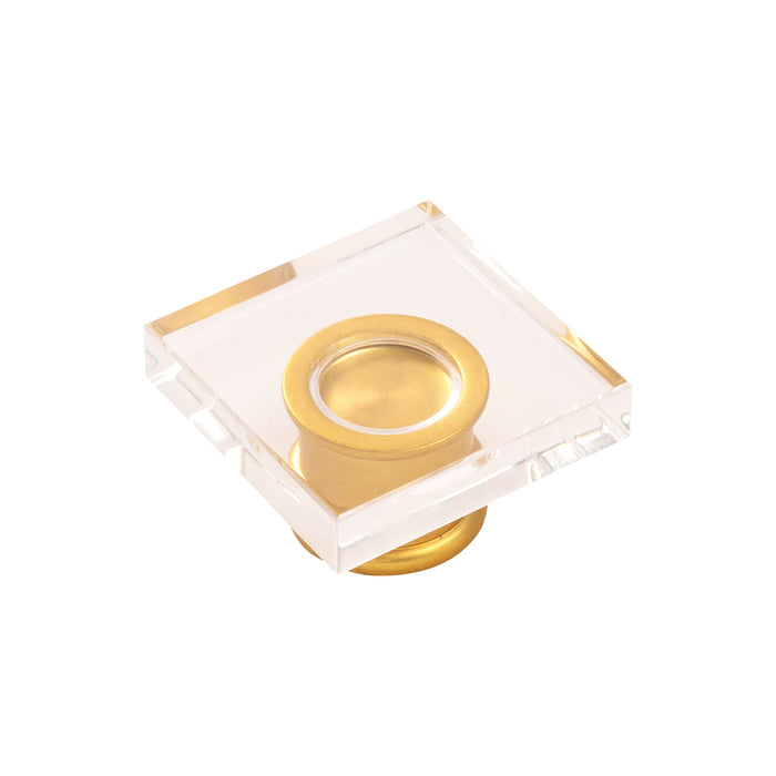 Hickory Hardware H079525-CABGB Crystal Palace Collection Knob 1-3/8 Inch (35mm) Square Crysacrylic with Brushed Golden Brass Finish