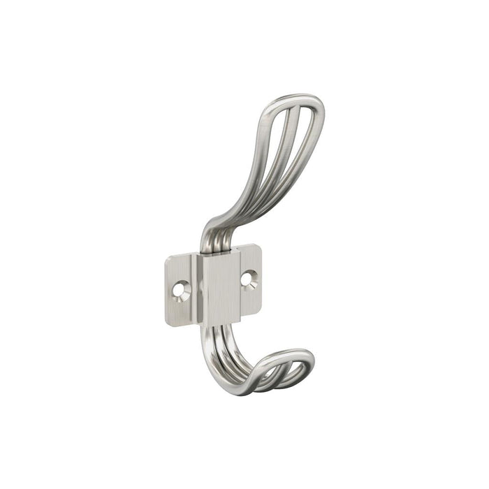 Amerock H37006G10 Vinland Double Prong Satin Nickel Decorative Wall Hook