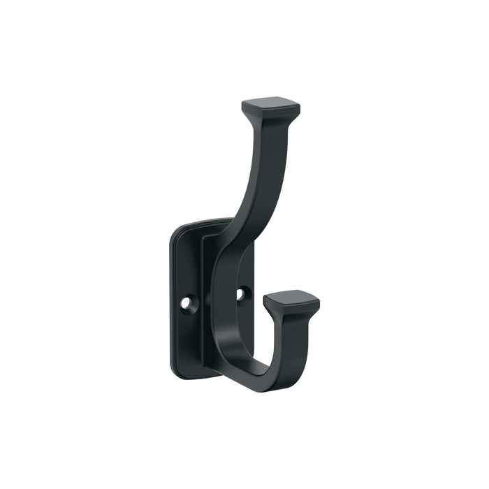 Amerock H37007MB Alder Double Prong Matte Black Decorative Wall Hook