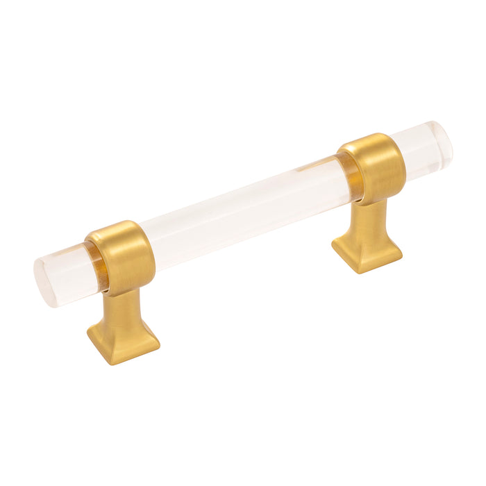 Hickory Hardware HH075857-CABGB Crystal Palace Collection Pull 3 Inch (76mm) Center to Center Crysacrylic with Brushed Golden Brass Finish