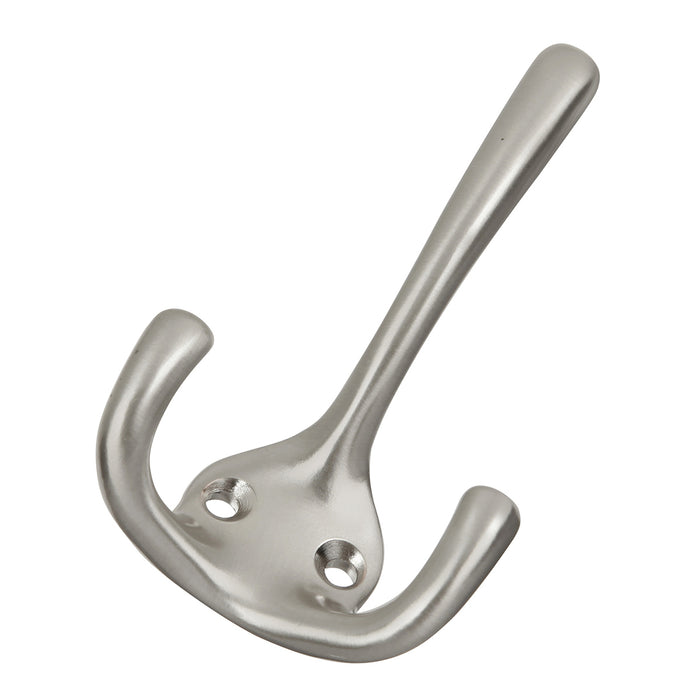 Hickory Hardware P25026-SN Hooks Collection Coat Hook Triple 5/8 Inch (16mm) Center to Center Satin Nickel Finish
