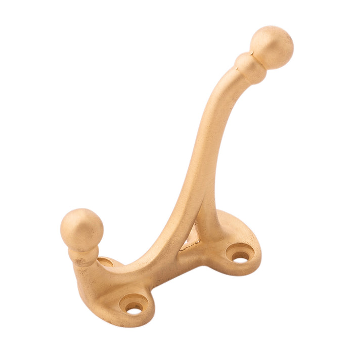 Hickory Hardware P25029-BGB Hooks Collection Coat Hook Double 5/8 Inch (16mm) Center to Center Brushed Golden Brass Finish