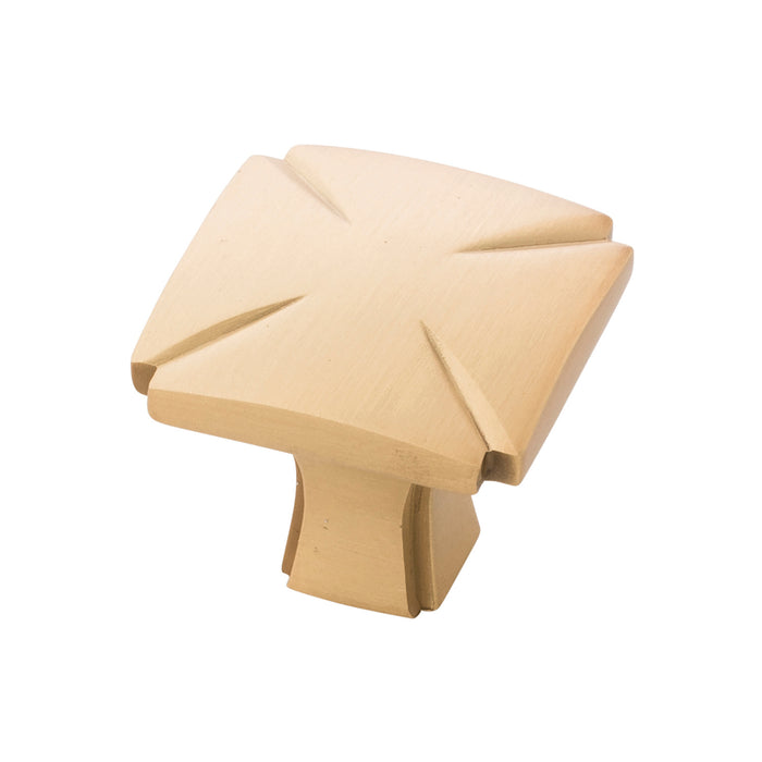 Hickory Hardware P3230-BGB Bridges Collection Knob 1-3/16 Inch (30mm) Square Brushed Golden Brass Finish