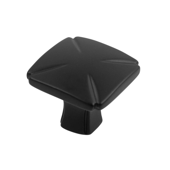 Hickory Hardware P3230-MB Bridges Collection Knob 1-3/16 Inch (30mm) Square Matte Black Finish