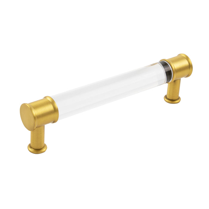 Hickory Hardware P3635-CABGB Midway Collection Pull 5-1/16 Inch (128mm) Center to Center Crysacrylic with Brushed Golden Brass Finish