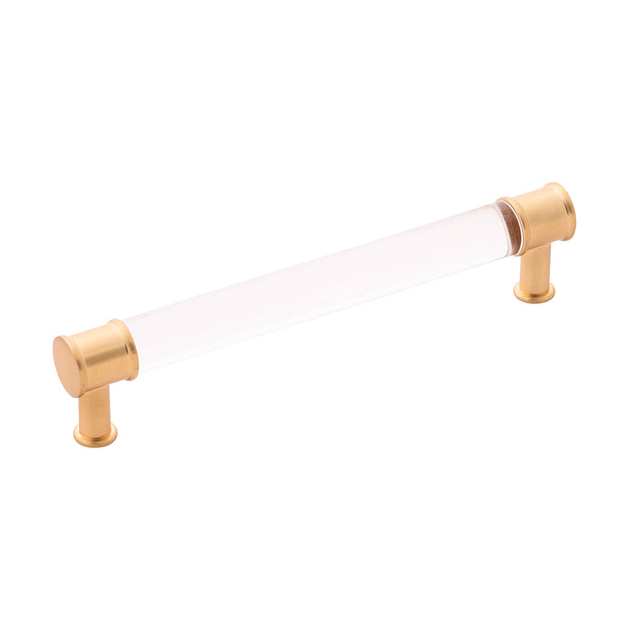 Hickory Hardware P3702-CABGB Midway Collection Pull 6-5/16 Inch (160mm) Center to Center Crysacrylic with Brushed Golden Brass Finish