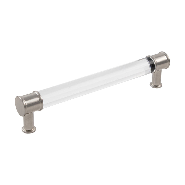 Hickory Hardware P3702-CASN Midway Collection Pull 6-5/16 Inch (160mm) Center to Center Crysacrylic with Satin Nickel Finish