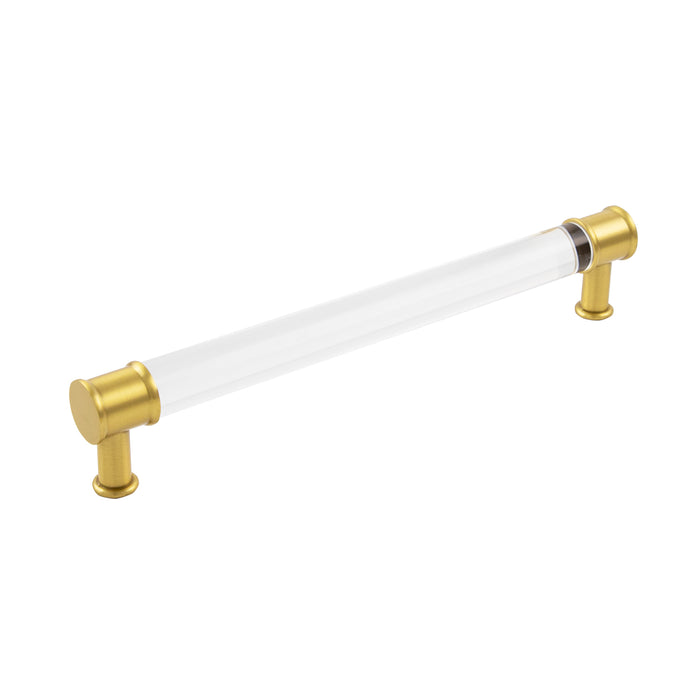 Hickory Hardware P3703-CABGB Midway Collection Pull 7-9/16 Inch (192mm) Center to Center Crysacrylic with Brushed Golden Brass Finish