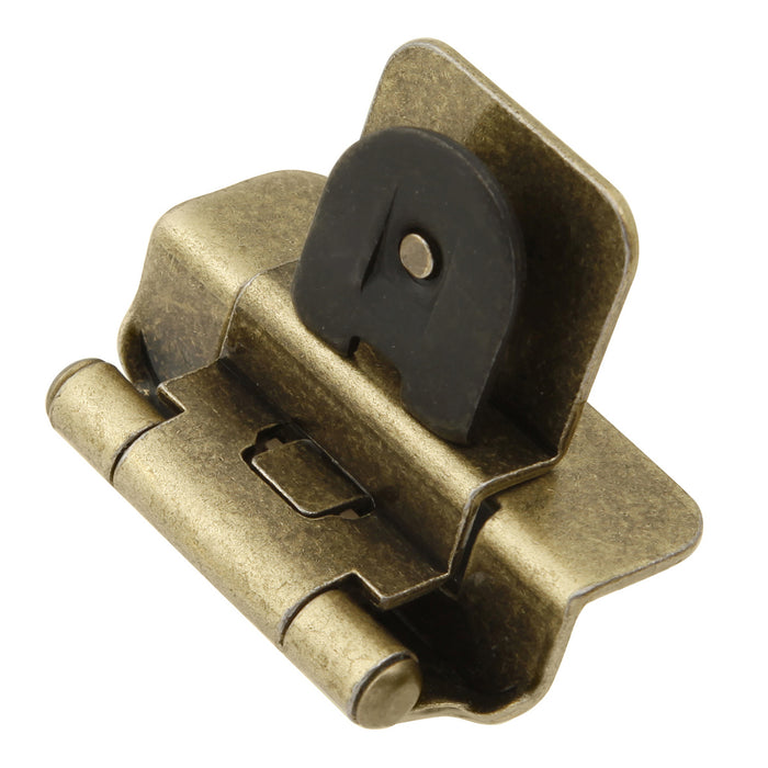 Hickory Hardware P5312-AB Hinge Double Demountable 3/8 Inch (10mm) Inset 1/4 Inch (6mm) Overlay Antique Brass Finish (2 Pack)