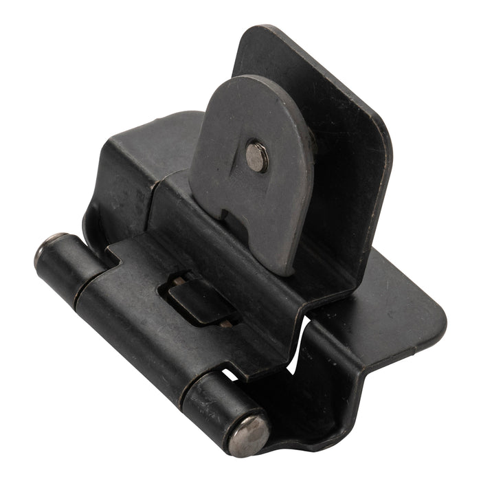Hickory Hardware P5312-BI Hinge Double Demountable 3/8 Inch (10mm) Inset 1/4 Inch (6mm) Overlay Black Iron Finish (2 Pack)