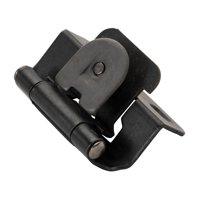 Hickory Hardware P5313-BI Hinge Single Demountable 1/2 Inch (13mm) Overlay Black Iron Finish (2 Pack)